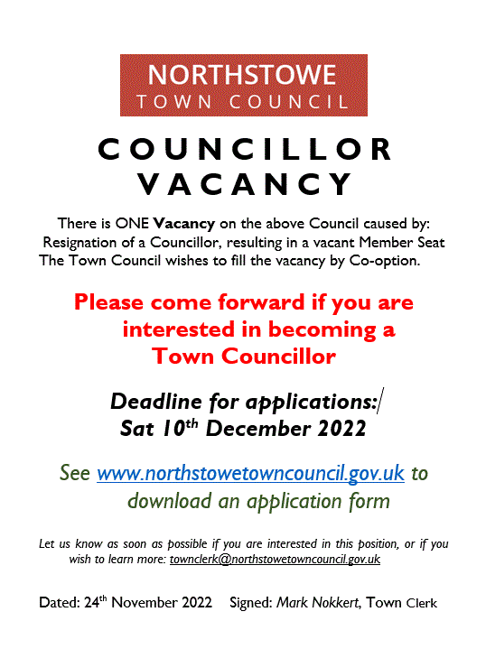 Vacancy: Town Councillor sought