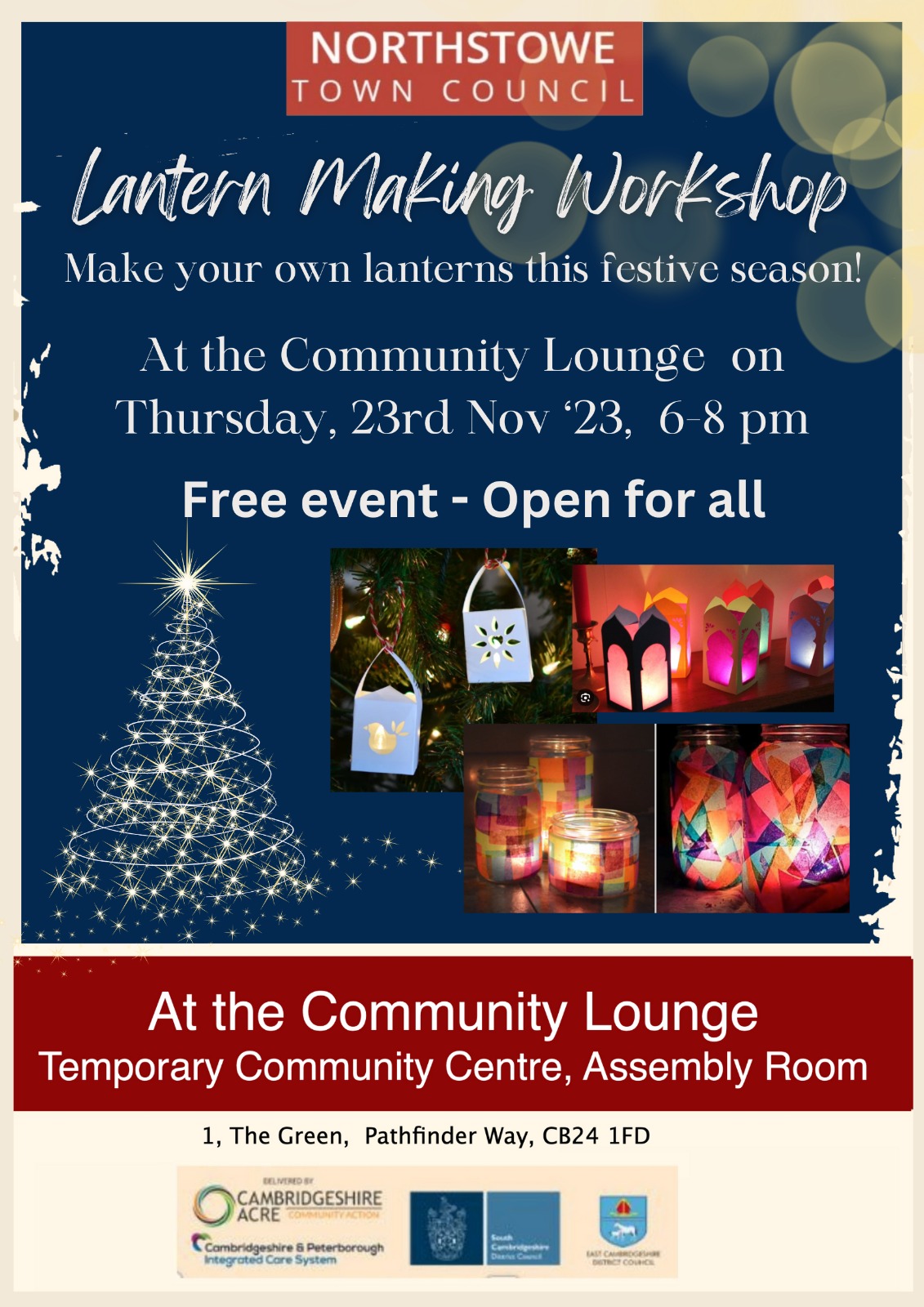 Lantern Making workshop this Thu 23rd Nov - #NorthstoweCommunityLounge