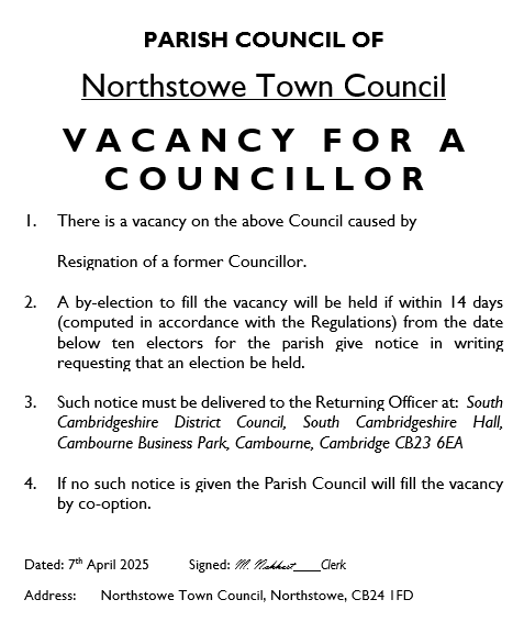 Vacancy for a Town Councillor