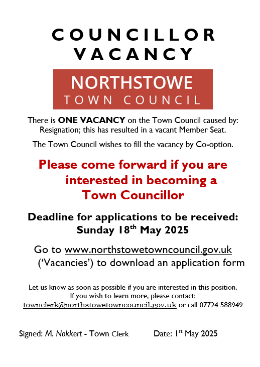 Please come forward: Town Councillor Vacancy!